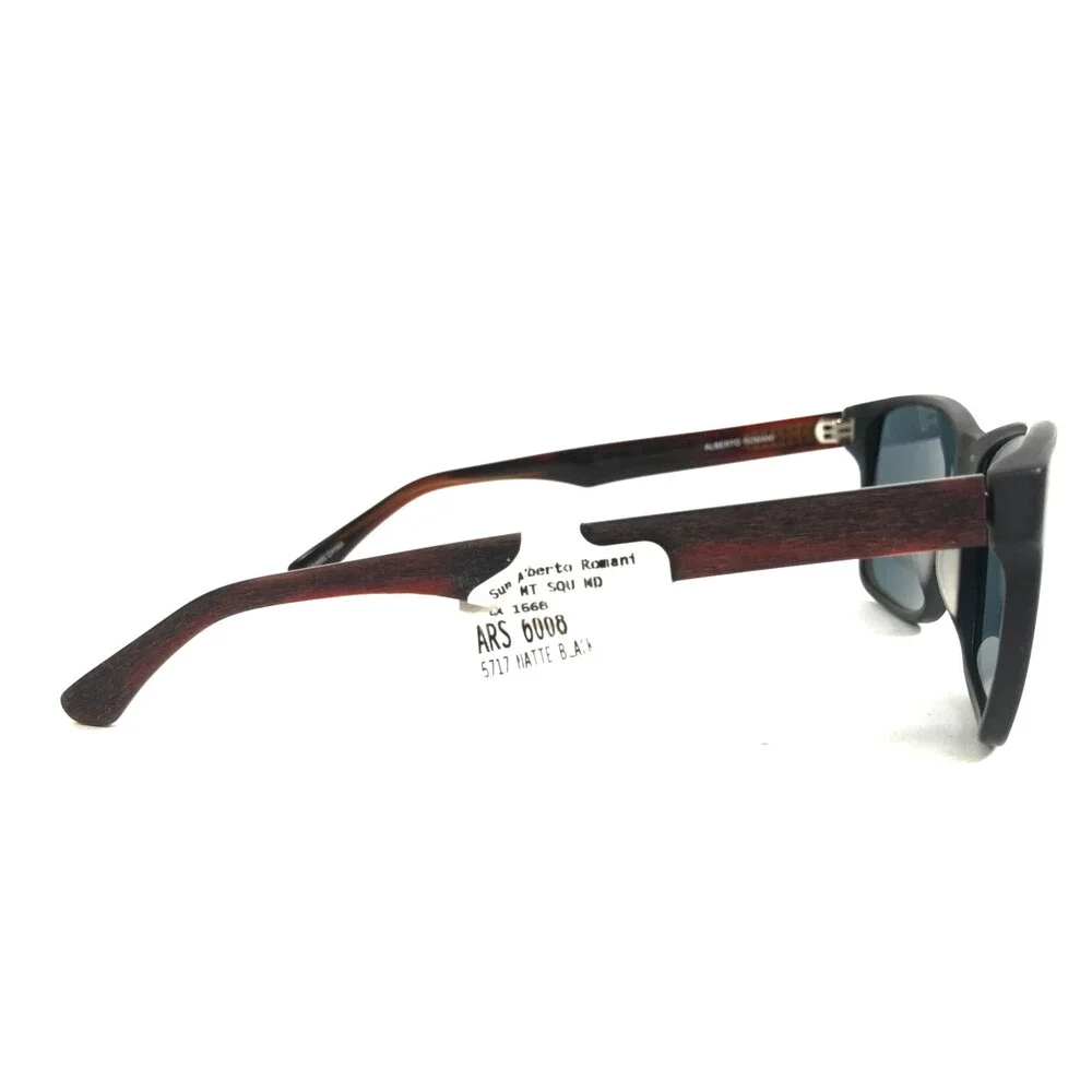 Alberto Romani Sunglasses ARS6008 MT BK Matte Black Brown Woodgrain Gray Lenses